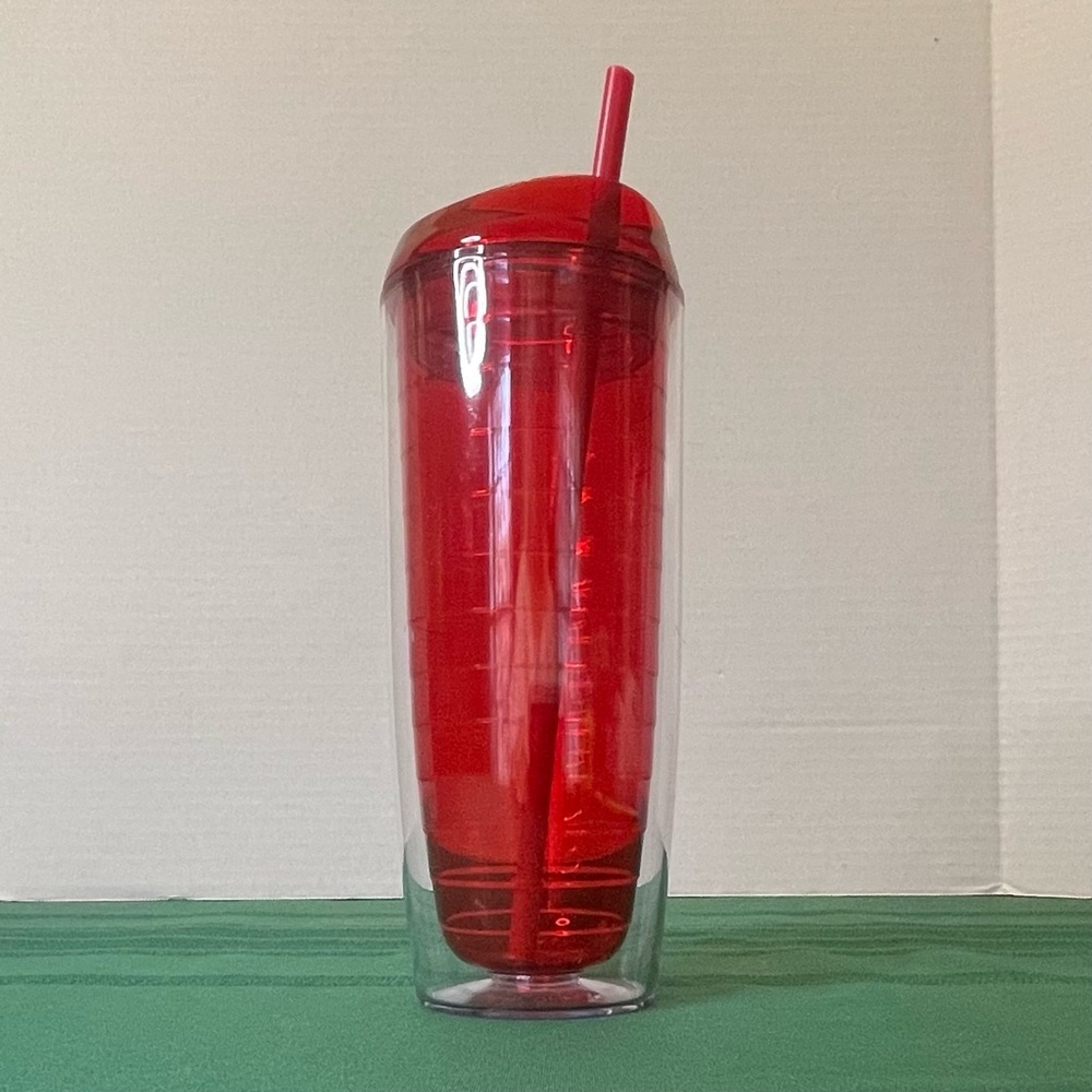 Red Insulated 18 Oz Tumbler with Straw